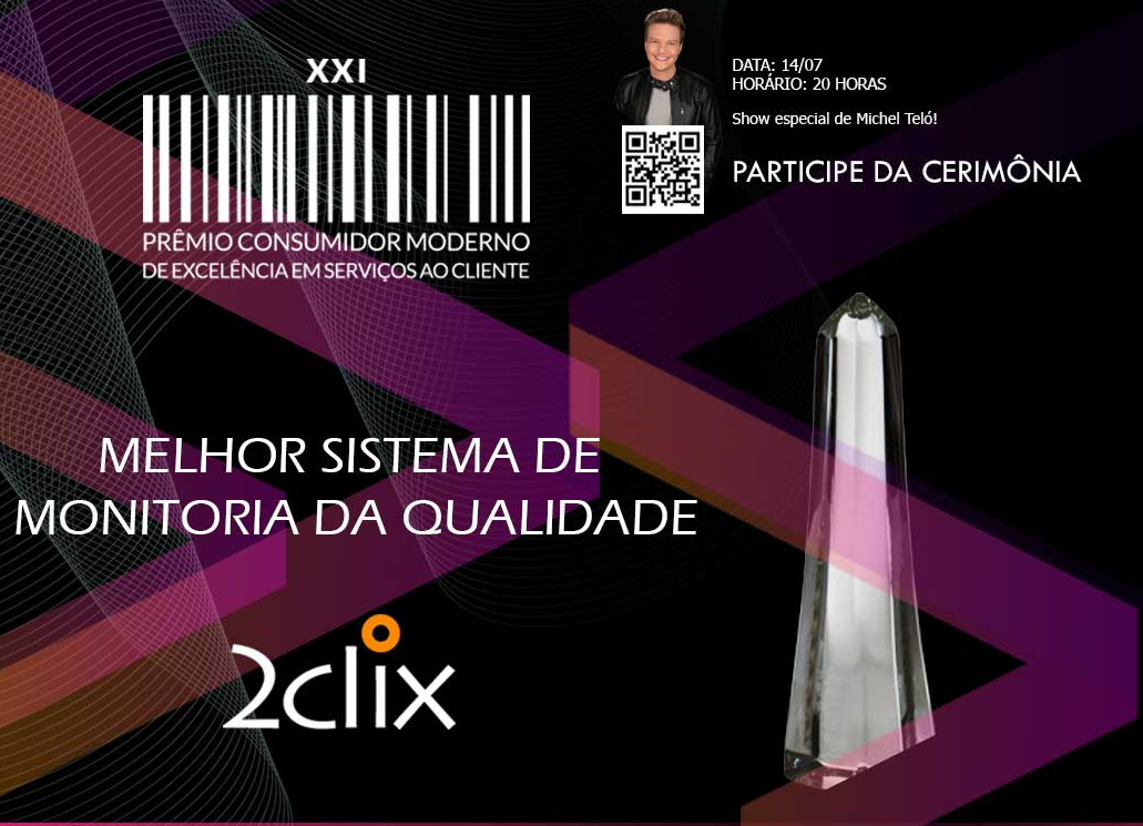 2clix é eleita a melhor solução de monitoria de qualidade na 21ª edição do Prêmio Consumidor Moderno